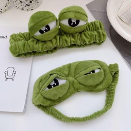 Pack of 2 Sleeping Masks, 2 Patterns Sleeping Mask, Funny Plush Blindfold, Eye Mask Animal, Unicorn Sleeping Mask,Frog Eye Mask