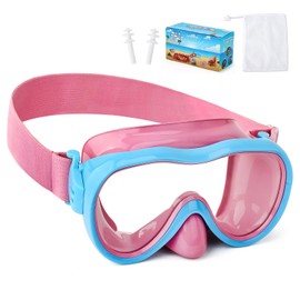 Kids Swim Goggles with Nose Cover, Anti-Leak Swim Mask with Elastic Fabric Strap, UV Protection Swimming Goggles for Kids