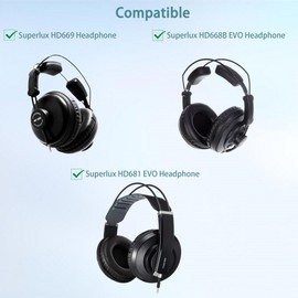 HD681 Ear Pads Replacement Compatible with Superlux HD669 HD668B HD681 EVO Headphones(Velvet Fabric and Memory Foam Ear Cushions)