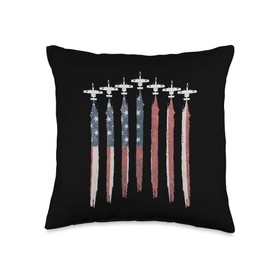 The Salty Veteran A10 Warthog Jet USA Flag Airplane Thunderbolt 4th of July Throw Pillow, 16x16, Multicolor