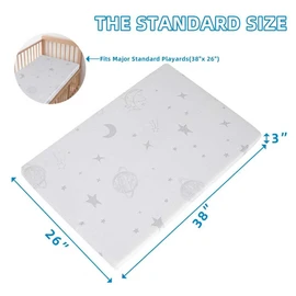 HDJOAPS Pack and Play Mattress Pad 38"x26"x3", Dual-Sided Pack n Play Mattress Crib Mattress Pad with Soft Breathable Washable Cover