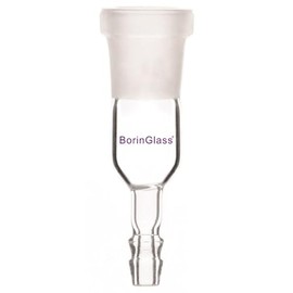 BorinGlass Straight Inlet Adapter, Premium Borosilicate Glass, Secure Glassware Connections, for Scientific Experiments, 24/40 Joint