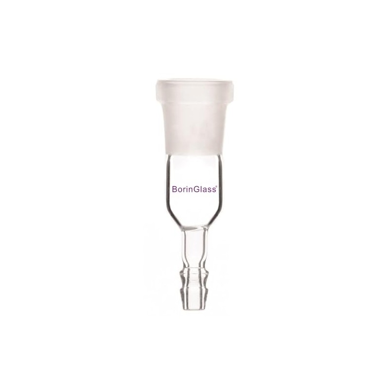 BorinGlass Straight Inlet Adapter, Premium Borosilicate Glass, Secure Glassware Connections,