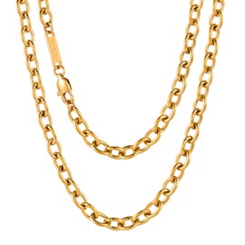 VEXXS Cable Chain Necklace, 18K Real Gold Plated Rolo Chain, Durable No Color Fading O Cross Cable Link Chain 2mm 3mm 6mm Gold Chain Necklace for Men Women