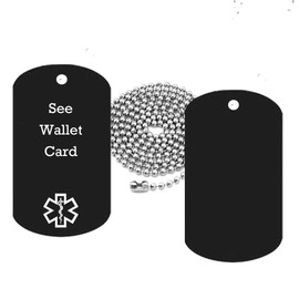 See Wallet Card Medical Alert ID Dog Tag Pendant in Anodized Aluminum
