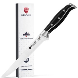BRODARK Boning Knife for Meat Cutting, 7" Fillet Knife for Fish, Razor Sharp Blade from German Stainless Steel, Full Tang Ergonomic Handle Deboning Knife for Trimming with Gift Box, Steel-King Series