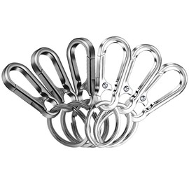 Pack of 6 Carabiner Key Chains, Small Metal Key Carabiner, Removable Carabiner Hook, Key Ring with Carabiner for Backpack, Hiking, Car Keys (Silver/Grey Black)
