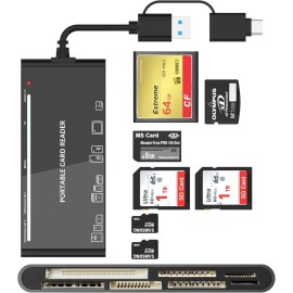 Unbranded USB 3.0 Memory Card Reader, 7 in 1 Adapter Hub, for SD, CF, TF, Micro SD, XD, MS