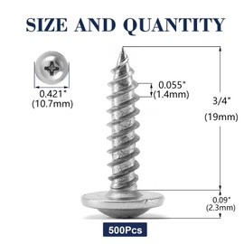 #8 x 3/4" Wood Screw 500Pcs 410 Stainless Steel Standard Thread Truss Head Fast Self Tapping by SG TZH