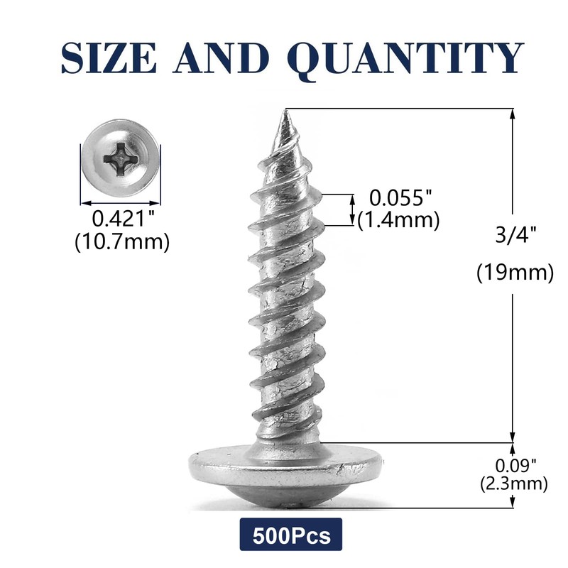 #8 x 3/4" Wood Screw 500Pcs 410 Stainless Steel Standard