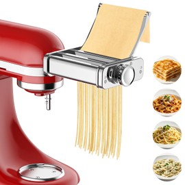 Pasta Attachment for KitchenAid Stand Mixer, 3-in-1 Stainless Steel Pasta Maker with Pasta Roller, Spaghetti & Fettuccine Cutter for Homemade Fresh Pasta By InnoMoon