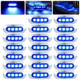 PSDRIQQ 20Pack 3.7 Inch 4 LED Marine Boat Interior Lights, DC12-24V Waterproof Courtesy Lamp Deck Transom Stern Cabin Navigation Lighting for Fishing Pontoon Yacht Kayak Sailboat - Blue