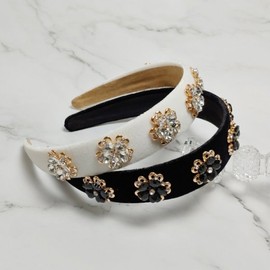Lala 라라 벨벳 플라워 보석 헤어밴드(LALAH637) Lala Velvet Flower Gem Hair Band (LALAH637)