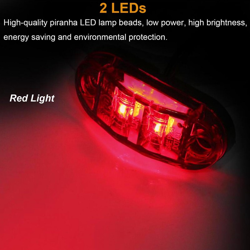 Tnisesm 6Pcs Amber+Red 2.5 Inch Waterproof Trailer Marker Lights, 2