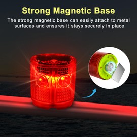 Aolyty Solar Strobe Warning Light Strong Magnetic Base Flashing Super Bright 360 Degree Automatically Turn On Waterproof for Construction Traffic Factory (Red)