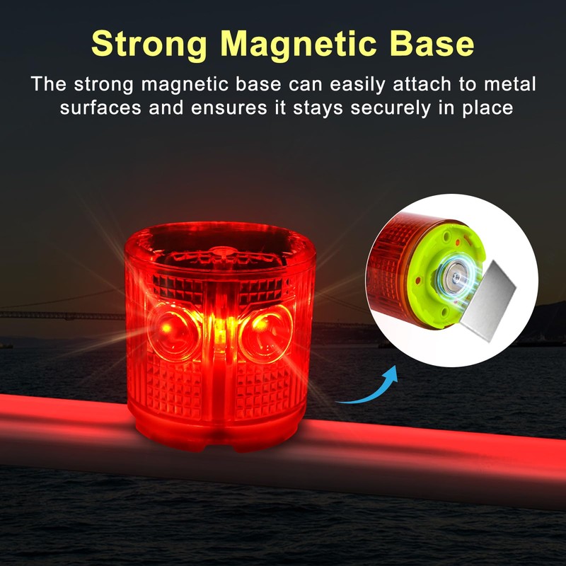 Aolyty Solar Strobe Warning Light Strong Magnetic Base Flashing Super