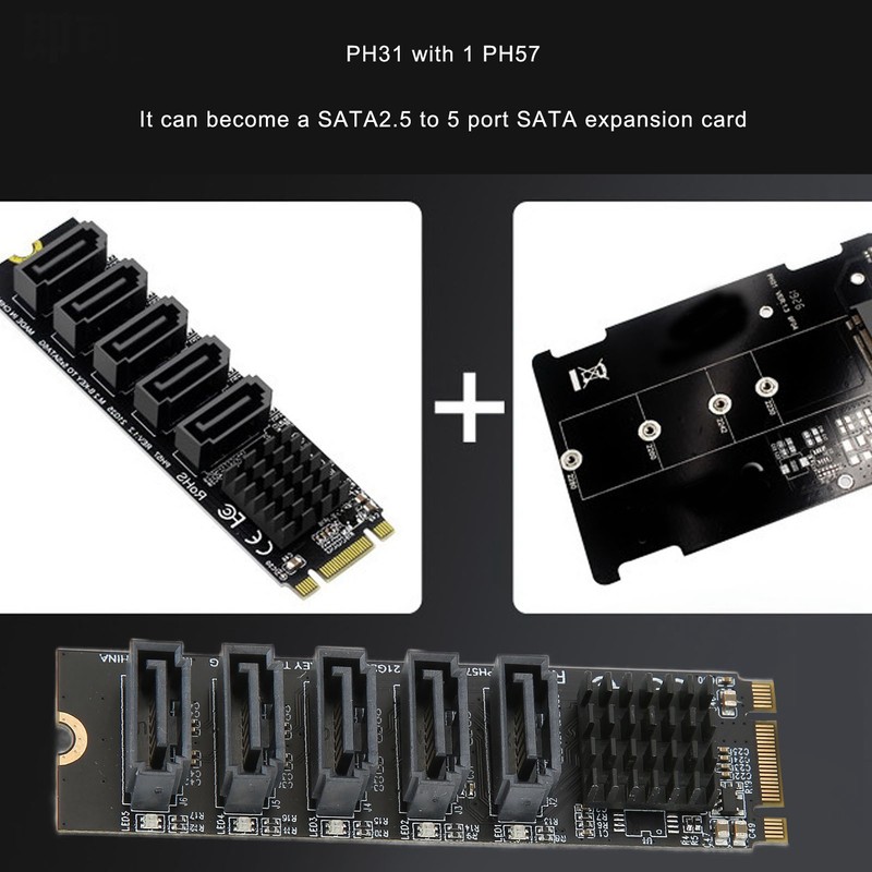 Convert Adapter Card M.2 NGFF BKEY SATA to 5 Port