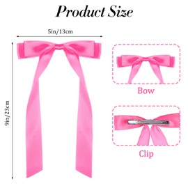 20 Pcs Silky Satin Hair Bows Bulk Hair Clip Ribbon Accessories Ponytail Holder Slides Metal Clips French Hair Bow Barrette Aesthetic Long Tail Hair Accessories for Women Girls Teens Kids