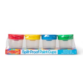 Melissa & Doug Spill-Proof Paint Cups - 4-Pack, Airtight Seal, Snap Lids - Kid-Safe Reusable No-Spill Paint Cups Storage Containers