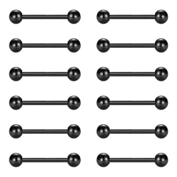 FECTAS Tongue Piercing Set 14G Surgical Steel Piercing Tongue 12/14/16/18