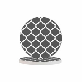 Pznen Stylish Monochrome Coaster Geometric Pattern Gray Diamond Grid Tabletop Protection for Any Table Type Wood, Granite, Glass, Soapstone, Sandstone, Marble, Stone Tables