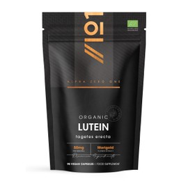 Organic Lutein 50mg – from Marigold Flower Extract – 90 Vegan Capsules (3 Month Supply) – High Strength Lutein Supplement – Resealable and Recyclable Pouch – by Alpha01