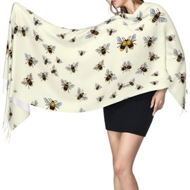 SLEHAGU - Bufanda de caballo para mujer, bufanda de pashmina para vestido de noche, boda, novia, invierno, cálido, grande, bufanda, Diseño de abejas., Talla única