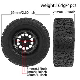 REDSPIDER 1.3 Aluminium Alloy Beadlock Wheels and Crawler Tires 1/24 RC Muddy Swamp Tyre 7mm Hex Fit for 1/18 1/24 Axial Trx4m SCX24 AX24 FCX24 RC Crawler XC-1 RTR CR-18P EVO (Black)