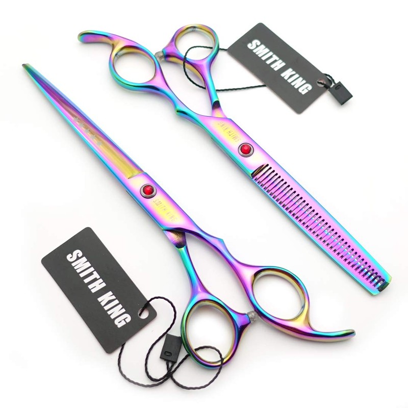 7.0 Inches Hair Cutting Scissors Set with Combs Lether Scissors