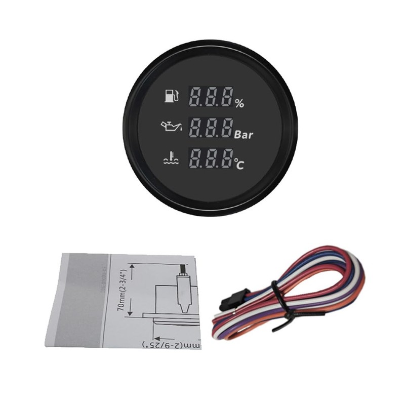ELING 52mm Digital Multifunction Gauge with Adjustable Signal Fuel Level
