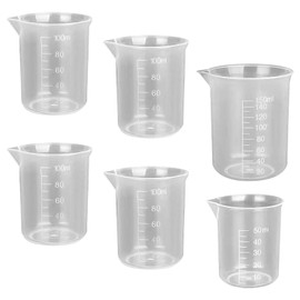 6 Pcs Small Measuring Cups, 50/100/150ml Transparent Measuring Jugs, Graduated Beaker Plastic Liquid Measure Jug, Measure Cup for Lab Household Kitchen Cooking Baking Measures
