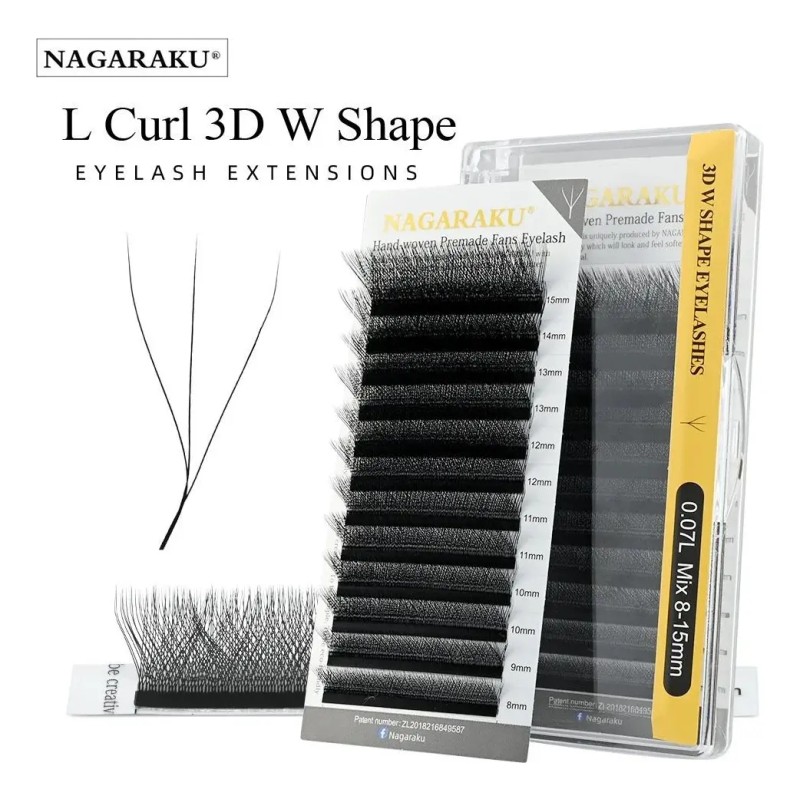 Blister Nagaraku 3d W Shape Curva L Extensión De Pestañas