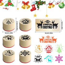 7pcs Christmas Stamp Set, 7 Patterns Christmas Crafts Perfect for Card Making and Crafting Stamps for Kids Merry Christmas Stamps for Crafting