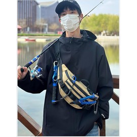 Tactical Men's Fanny Pack Everyday Hip Pouch Waterproof film material Fishing Waist Pack Bag Zippered Pockets for Fly Fishing,Travel Outdoor Running Hunting (KHAKI)