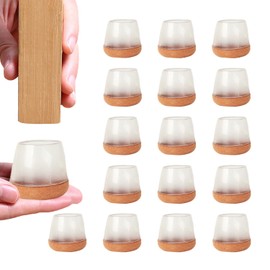 TRKETK 16 Pcs Rubber Chair Cover Leg Floor Protectors, Rubber Furniture Leg Caps with Thickened Felt Round Translucent Chair Leg Floor Protectors for Protecting Floors Furniture(Fit:20-26mm)