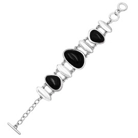 Rosemarie & Jubalee Women's Western Style Design Semi Precious Howlite Stone Toggle Closure Bracelet (Black)