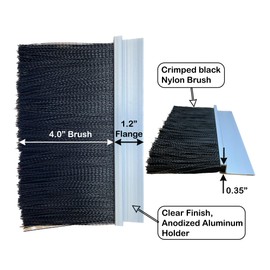 JaCor 4" Nylon Brush Seal Weatherproofing, 4.0" Brush Seal x 1.0" Straight Holder x 8ft + 8ft Brushes (16ft Total)