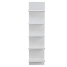 Danya B. Narrow Decorative Wall Mount Vertical Shelving Unit – Modern Column with 5 Shelves Home or Office for Books, Décor Display (White)