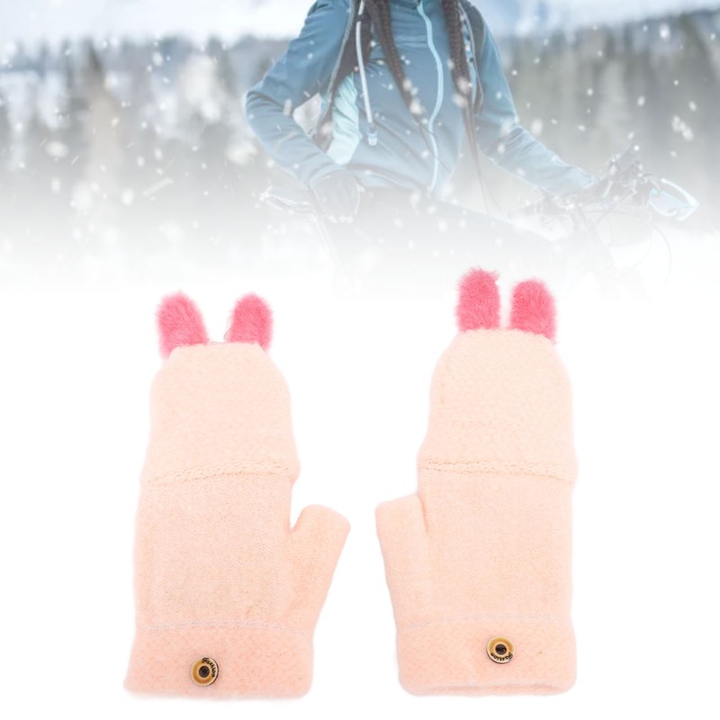 USB Heated Knitted Flap Gloves Half Finger 5V Winter Heating