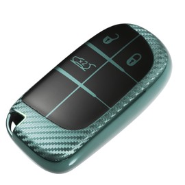 ACROPIX TPU 3 Button Keyless Entry Remote Cover Key Fob Cover Carbon Fiber Pattern Fit for Dodge Challenger - Pack of 1 Green