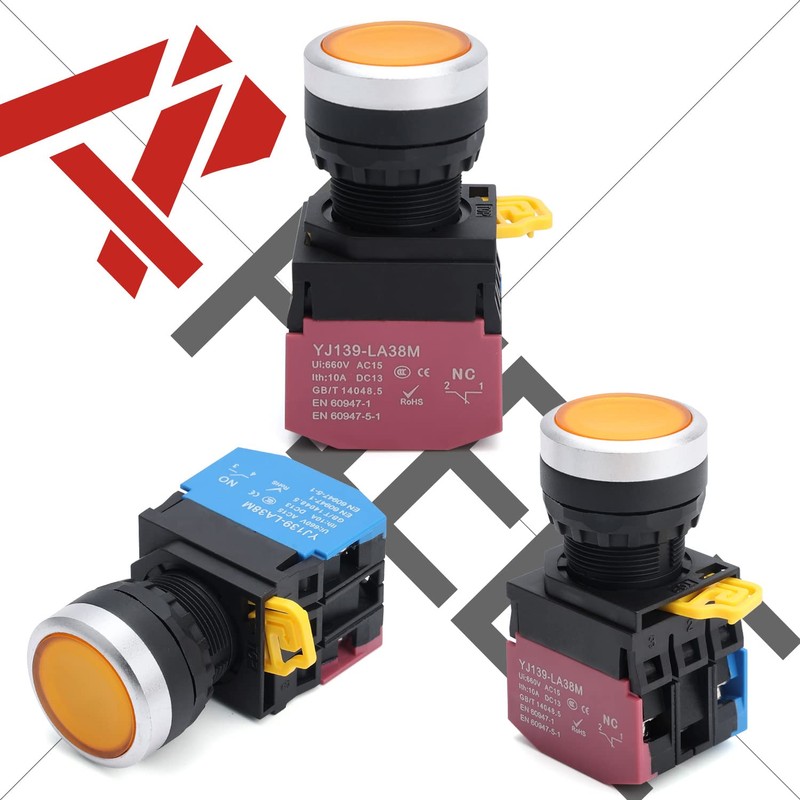 APIELE 22mm Momentary Push Button Switch Metal Head Plastic Body