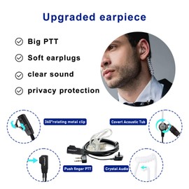 TIDRADIO TD-V2 Walkie Talkies Long Range Two Way Radios with 6-Way Multi Unit Charger, Acoustic Tube Headset & Mic, Hands Free VOX, Frequency Copy, Flashlight for Adults School Church Camping- 6 Pack