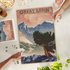 Lantern Press Great Basin National Park, Nevada, Lithograph National Park Series, 1000 Piece Jigsaw Puzzle for Adults, Made in USA with Reference Poster