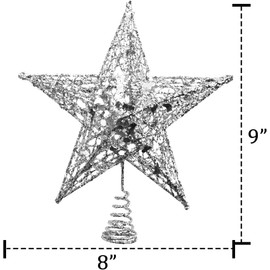 Christmas Tree Star Topper, Xmas Tree Topper Glittered 5 Point Star Treetop for Christmas Tree Ornament Indoor Party Home Decoration 6inch