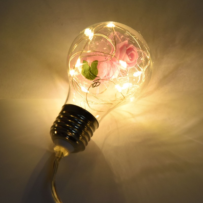 Light String 100LEDs Copper Wire Light String Artificial Rose E27