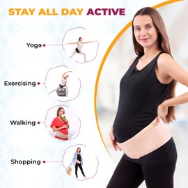 SNUG360 Pregnancy Belly Band for Pregnant Women - Pregnancy Must Haves Belly Support Band for Abdomen, Pelvic, Waist & Back (Beige, XX-Large)