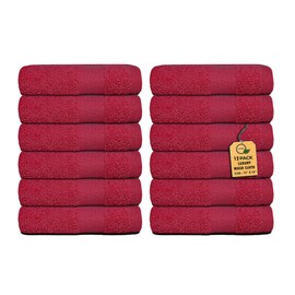 Softolle Premium Wash Cloths - 100% Combed Ring Spun Cotton WashCloth - Pack of 12 Luxury Washcloths – Ultra Soft Face Towels - Highly Absorbent Wash Cloth for Face- 13" x 13" Inches (Burgundy)