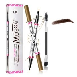 2 in 1 Eyebrow Pencil, Eyebrow Pencil with Two Ends and Brow Brush, Durable Waterproof Eyebrow Pencil and Smudge-proof Eyebrow Pencil (Dark Brown)