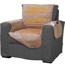 Perfect Heat Quilted Electric Armchair Heater and Chair Protector Against Spills, Wear, and Pet Fur, Heated Recliner Cover, Heated Pad for Chair Heated Seat Warmer Pad Water-Resistant Vegan Microsuede