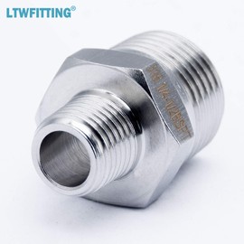 LTWFITTING Stainless Steel 316 Pipe Hex Reducing Nipple Fitting 1/2-Inch x 1/4-Inch Male BSPT (Pack of 5)